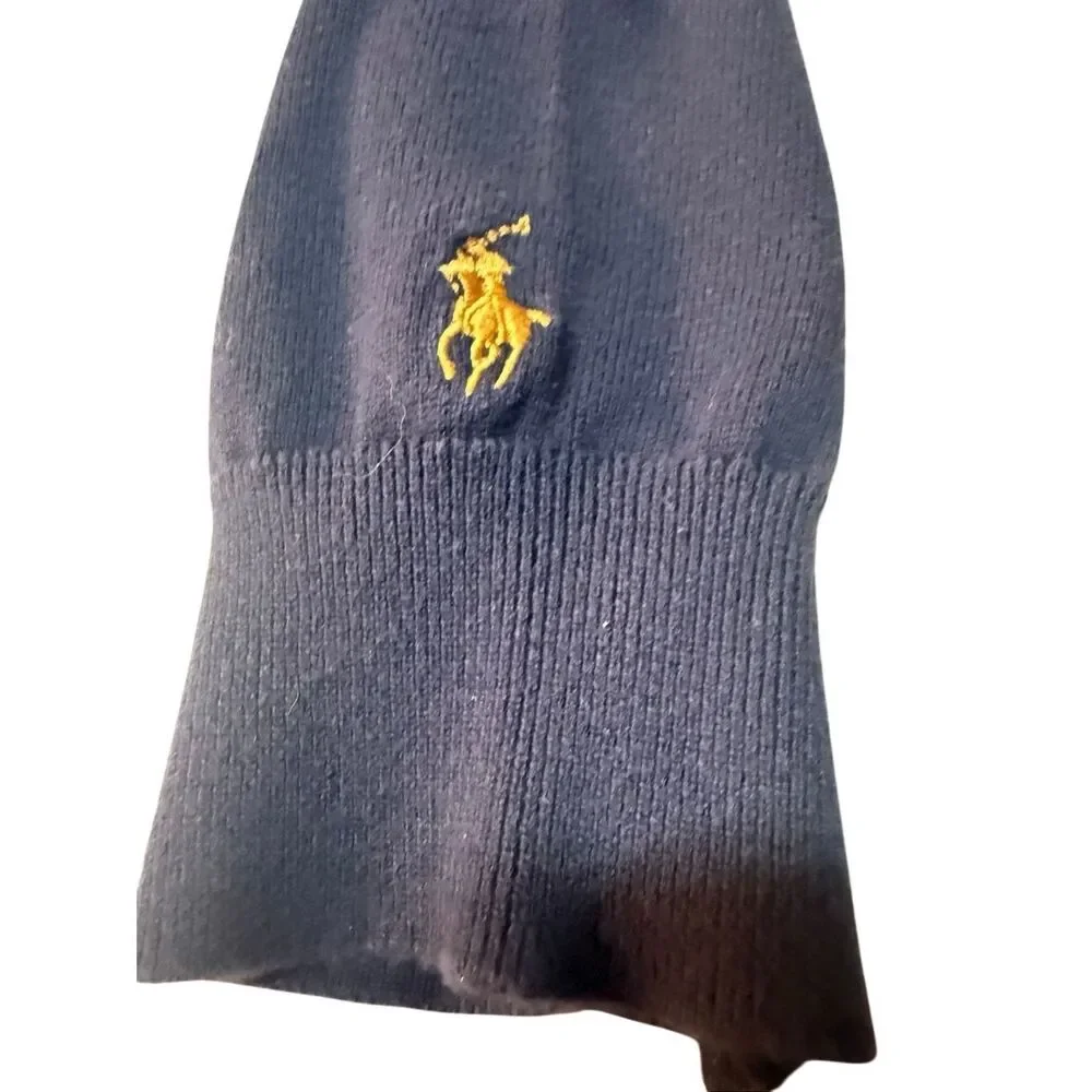 Polo Ralph Lauren navy blue Cotton crewneck sweater embroidered logo crest Sz XL